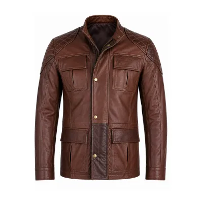 Brown Vintage Field Leather Jacket