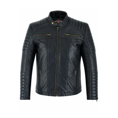 Dark Navy Quilted Biker Jacket