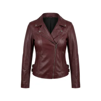 Burgundy Classic Women’s Leather Jacket