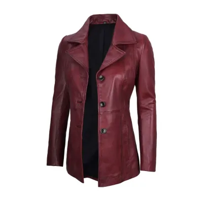 Women's Longline Sheepskin Leather Coat