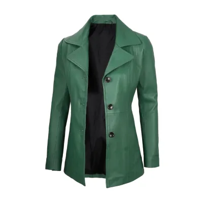 Women's Longline Sheepskin Leather Coat