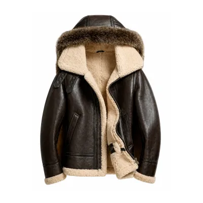 Shearling Hooded Flight Jacket